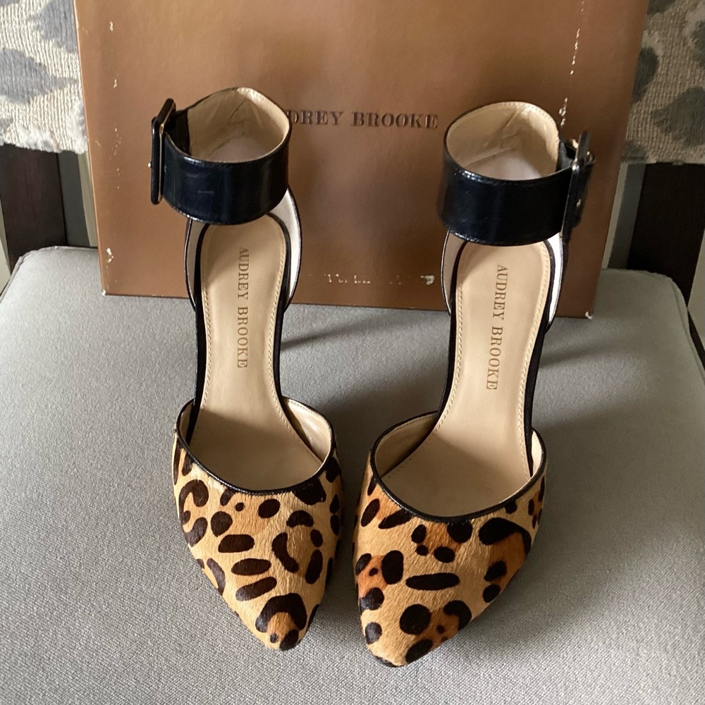 Audrey Brooke Pony Hair Ankle Strap Pumps